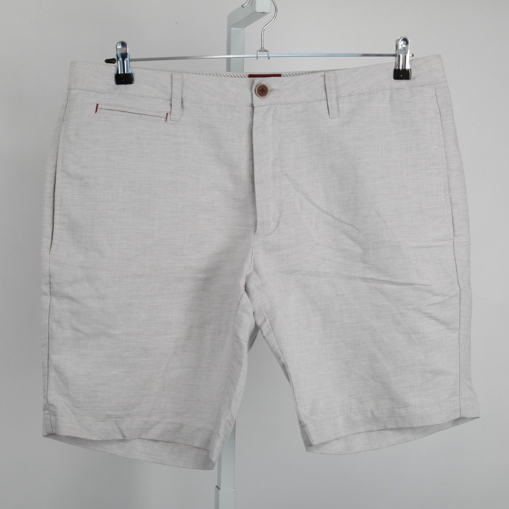 UNTUCKit Shorts Mens 38 Gray Paumanok Linen Cotton Chino Casual Flat Front